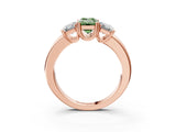 Rose gold Three-Stone Fancy Green Emerald Cut Cut Diamond Ring with Channel Set Band and Four-Prong Setting_27