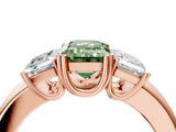 Rose gold Three-Stone Fancy Green Emerald Cut Cut Diamond Ring with Channel Set Band and Four-Prong Setting_28