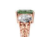 Rose gold Three-Stone Fancy Green Emerald Cut Cut Diamond Ring with Channel-Set Band and Prong Setting_5