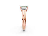 Rose gold Three-Stone Fancy Green Emerald Cut Cut Diamond Ring with Prong Setting and Classic Band_2