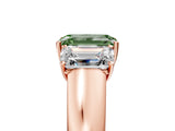 Rose gold Three-Stone Fancy Green Emerald Cut Cut Diamond Ring with Prong Setting and Classic Band_5