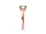 Rose gold Three-Stone Fancy Green Emerald Cut Cut Diamond Ring with Trillion Side Stones and Four-Prong Setting_5