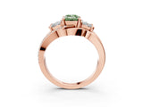 Rose gold Three-Stone Fancy Green Emerald Cut Cut Diamond Split Shank Prong Set Ring_15