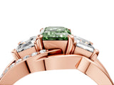 Rose gold Three-Stone Fancy Green Emerald Cut Cut Diamond Split Shank Prong Set Ring_16