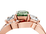 Rose gold Three-Stone Fancy Green Emerald Cut Cut Diamond Split Shank Prong Set Ring_4