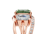 Rose gold Three-Stone Fancy Green Emerald Cut Cut Diamond Split Shank Prong Set Ring_5