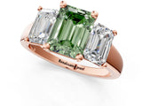 Rose gold Three-Stone Fancy Green Emerald Cut Cut Solitaire Ring with Classic Prong Setting_1