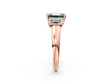 Rose gold Three-Stone Fancy Green Emerald Cut Cut Solitaire Ring with Classic Prong Setting_2
