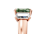 Rose gold Three-Stone Fancy Green Emerald Cut Cut Solitaire Ring with Classic Prong Setting_5