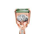 Rose gold Three-Stone Fancy Green Emerald Cut Diamond Channel Set Engagement Ring with Prong Setting_17