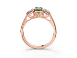 Rose gold Three-Stone Fancy Green Emerald Cut Diamond Engagement Ring with Prong Setting_6