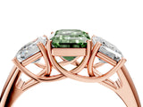 Rose gold Three-Stone Fancy Green Emerald Cut Diamond Engagement Ring with Prong Setting_7