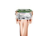 Rose gold Three-Stone Fancy Green Emerald Cut Diamond Engagement Ring with Prong Setting_8