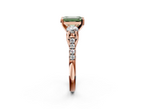 Rose gold Three-Stone Fancy Green Emerald  Cut Diamond Pavé Band with Four-Prong Setting_30
