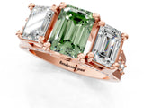 Rose gold Three-Stone Fancy Green Emerald  Cut Diamond Ring with Channel-Set Band and Four-Prong Setting_69