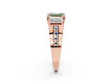 Rose gold Three-Stone Fancy Green Emerald  Cut Diamond Ring with Channel-Set Band and Four-Prong Setting_70