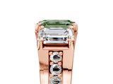 Rose gold Three-Stone Fancy Green Emerald  Cut Diamond Ring with Channel-Set Band and Four-Prong Setting_73