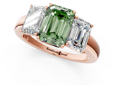 Rose gold Three-Stone Fancy Green Emerald  Cut Diamond Ring with Channel-Set Band and Four-Prong Setting_82