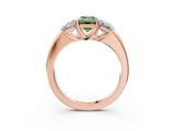 Rose gold Three-Stone Fancy Green Emerald  Cut Diamond Ring with Channel-Set Band and Four-Prong Setting_84