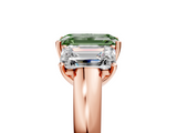 Rose gold Three-Stone Fancy Green Emerald  Cut Diamond Ring with Channel-Set Band and Four-Prong Setting_86