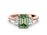Rose gold Three-Stone Fancy Green Emerald  Cut Diamond Solitaire with Prong Setting and Classic Band_48