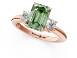 Rose gold Three-Stone Fancy Green Emerald  Cut Diamond Solitaire with Prong Setting and Classic Band_49