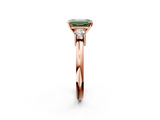 Rose gold Three-Stone Fancy Green Emerald  Cut Diamond Solitaire with Prong Setting and Classic Band_50