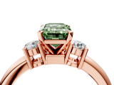 Rose gold Three-Stone Fancy Green Emerald  Cut Diamond Solitaire with Prong Setting and Classic Band_52