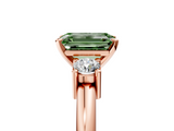Rose gold Three-Stone Fancy Green Emerald  Cut Diamond Solitaire with Prong Setting and Classic Band_53