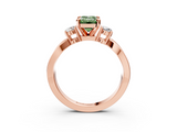 Rose gold Three-Stone Fancy Green Emerald  Cut Diamond Twist Band with Prong Setting_59