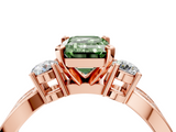 Rose gold Three-Stone Fancy Green Emerald  Cut Diamond Twist Band with Prong Setting_60