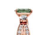Rose gold Three-Stone Fancy Green Emerald  Cut Diamond Twist Band with Prong Setting_61