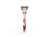 Rose gold Three-Stone Fancy Green Emerald  Diamond Ring with Pear Side Stones in Four-Prong Setting_64