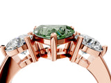 Rose gold Three-Stone Fancy Green Heart  Brilliant Cut Solitaire Ring with Prong Setting on a Classic Band 5