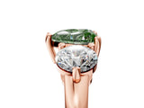 Rose gold Three-Stone Fancy Green Heart  Brilliant Cut Solitaire Ring with Prong Setting on a Classic Band