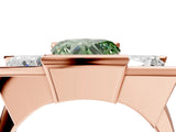 Rose gold Three Stone Fancy Green Heart Cut Cut Channel Set Diamond Ring_4