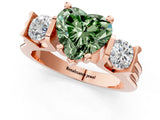 Rose gold Three-Stone Fancy Green Heart Cut Cut Classic Band Prong Setting Ring_1
