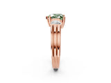 Rose gold Three-Stone Fancy Green Heart Cut Cut Classic Band Prong Setting Ring_2
