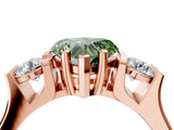 Rose gold Three-Stone Fancy Green Heart Cut Cut Classic Band Prong Setting Ring_4
