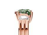 Rose gold Three-Stone Fancy Green Heart Cut Cut Classic Band Prong Setting Ring_5