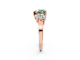 Rose gold Three-Stone Fancy Green Heart Cut Cut Diamond Engagement Ring with Flat Band and Four-Prong Setting_14