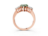 Rose gold Three-Stone Fancy Green Heart Cut Cut Diamond Engagement Ring with Flat Band and Four-Prong Setting_15