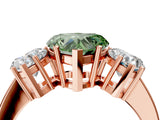 Rose gold Three-Stone Fancy Green Heart Cut Cut Diamond Engagement Ring with Flat Band and Four-Prong Setting_16