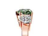 Rose gold Three-Stone Fancy Green Heart Cut Cut Diamond Engagement Ring with Flat Band and Four-Prong Setting_17