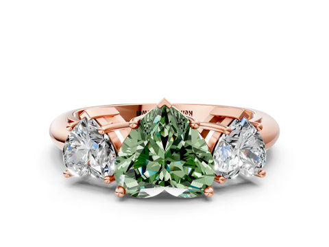 Rose gold Three-Stone Fancy Green Heart Cut Cut Diamond Engagement Ring with Prong Setting on a White Gold Band_24