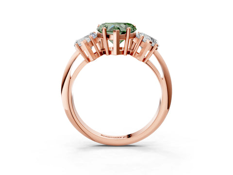 Rose gold Three-Stone Fancy Green Heart Cut Cut Diamond Engagement Ring with Prong Setting on a White Gold Band_27