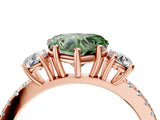 Rose gold Three-Stone Fancy Green Heart Cut Cut Diamond Pavé Band with Prong Setting_19
