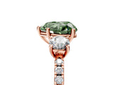 Rose gold Three-Stone Fancy Green Heart Cut Cut Diamond Pavé Band with Prong Setting_20