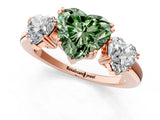 Rose gold Three-Stone Fancy Green Heart Cut Cut Diamond Ring with Channel Set Band and Four-Prong Setting_25