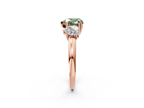 Rose gold Three-Stone Fancy Green Heart Cut Cut Diamond Ring with Channel Set Band and Four-Prong Setting_2
